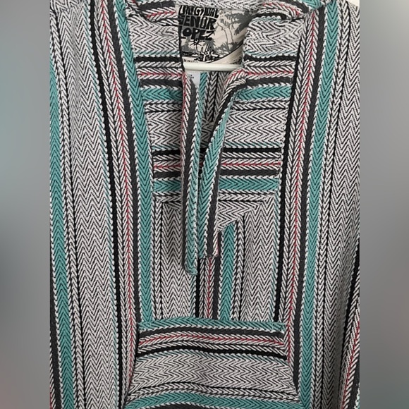 Señor López Pullover Hoodie Poncho Women’s S Striped Long Sleeve Top with Hood - Picture 4 of 12